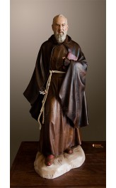 Statua Padre Pio con mantello, 85cm e 107cm